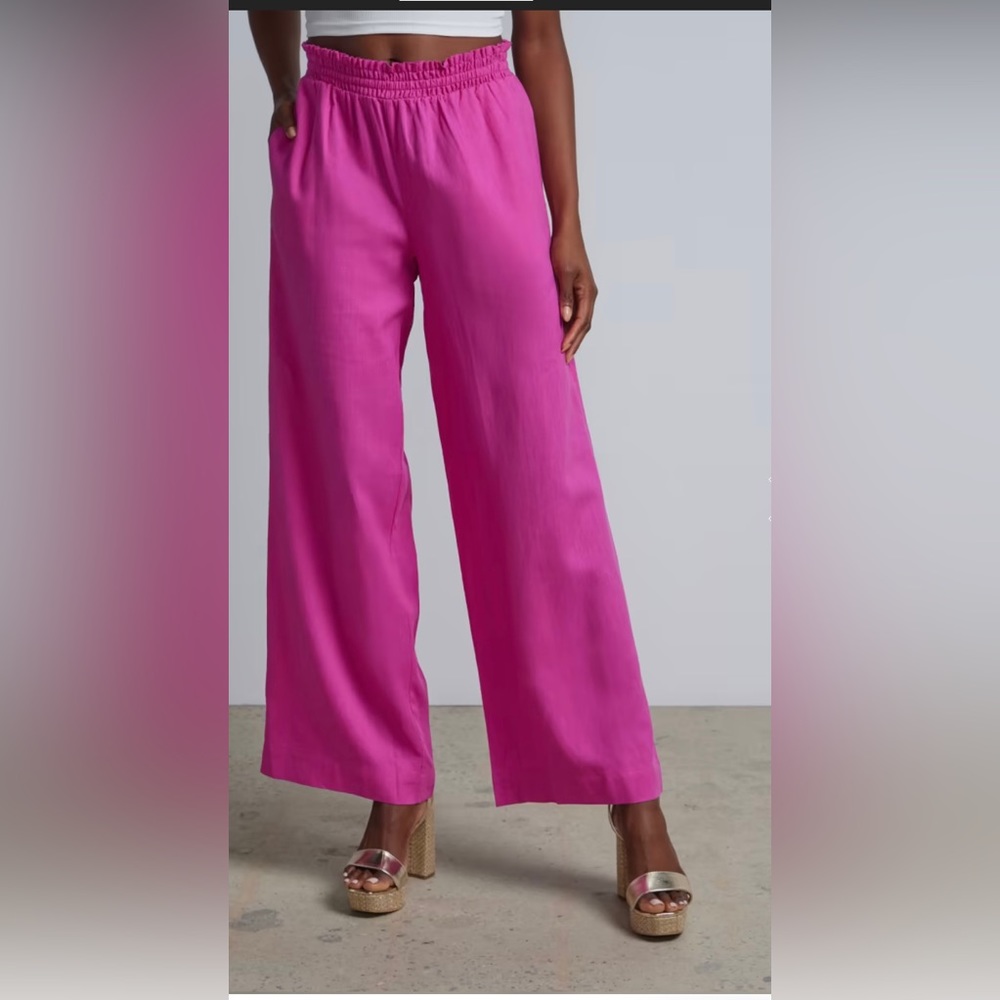 Linen-Blend Smocked-Waist Wide-Leg Pant with Pockets! 2X